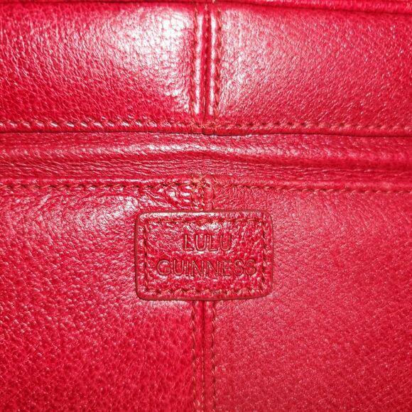 Lulu Guiness Top Handle Vanity Case Hatbox Red Leather Attache Rare 2007 Vintage - Picture 4 of 17